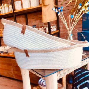 Panier ovale en fil de jute et coton avec anse