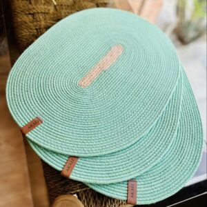 Set de table en coton vert et fil de jute